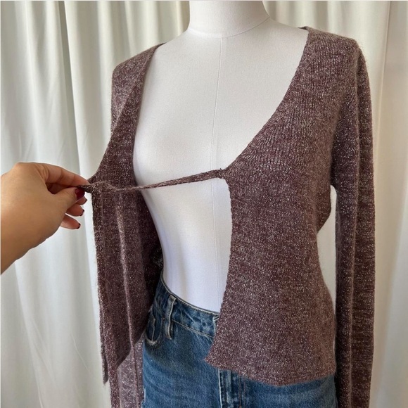 Vintage Y2K Hennes Collection Metallic tie-front cardigan wool blend size XL. - Picture 5 of 8